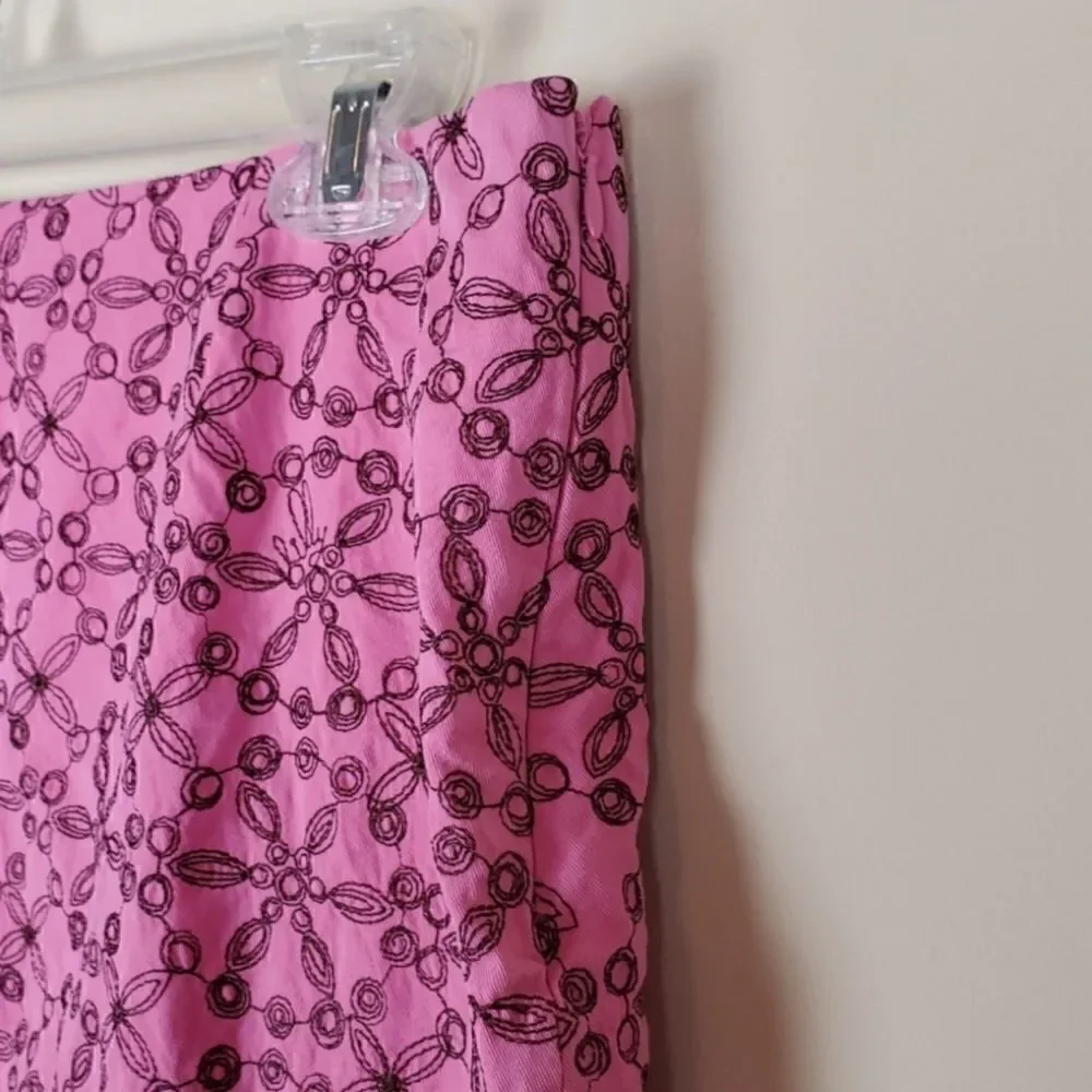 Lilly Pulitzer Pink Embroidered A-line Skirt Size 6